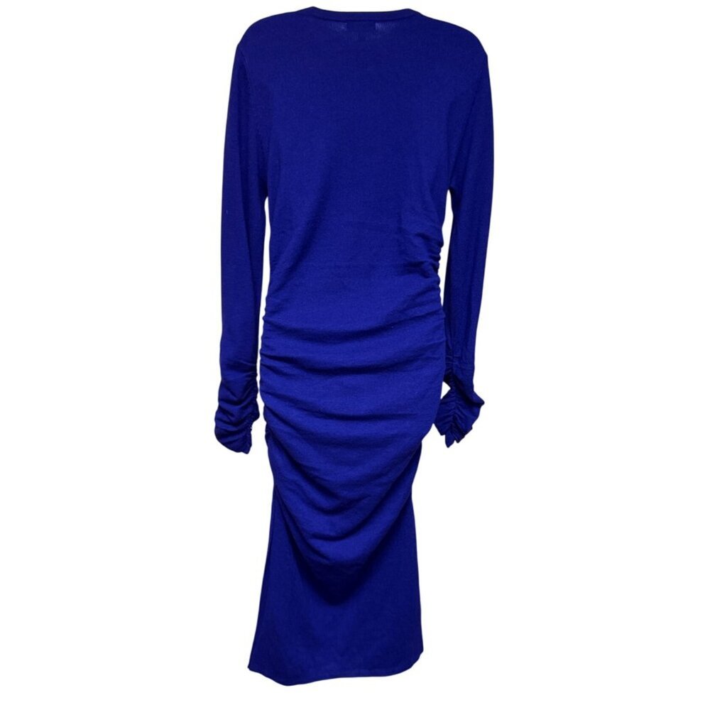 Reiss Charley Midi Dress Wool Viscose Blend Ruched Knit Plum Women's Large NWT - Picture 5 of 14